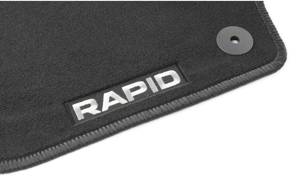 Skoda 5JB061404E Textil Fussmatten 4X Stoffmatten mit Rapid Schriftzug, schwarz
