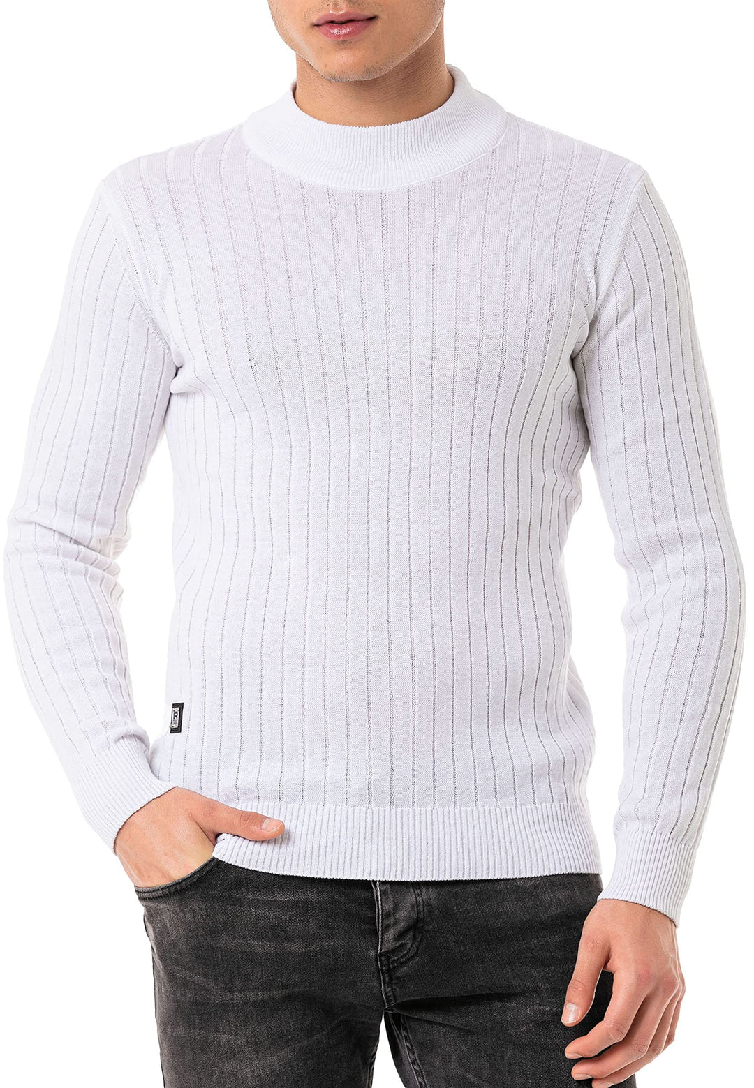 Red Bridge Herren Strickpullover Stehkragen Pullover XL Weiss, XL Weiss