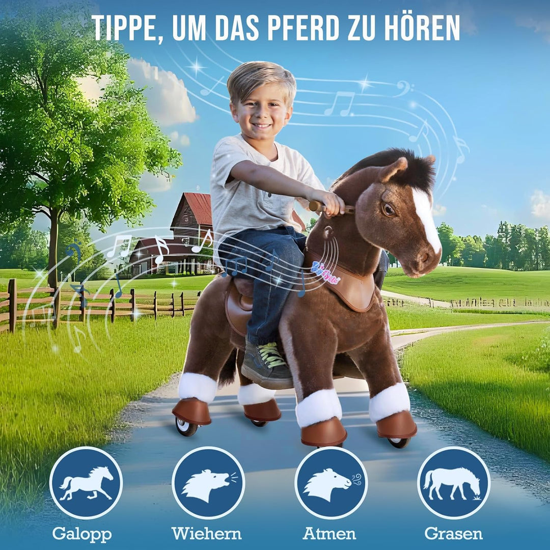 PonyCycle Reitpferd Spielzeug Schaukelpferd für Kinder 3–4 Jahre, Fortschrittlich Modell Y Schokolad