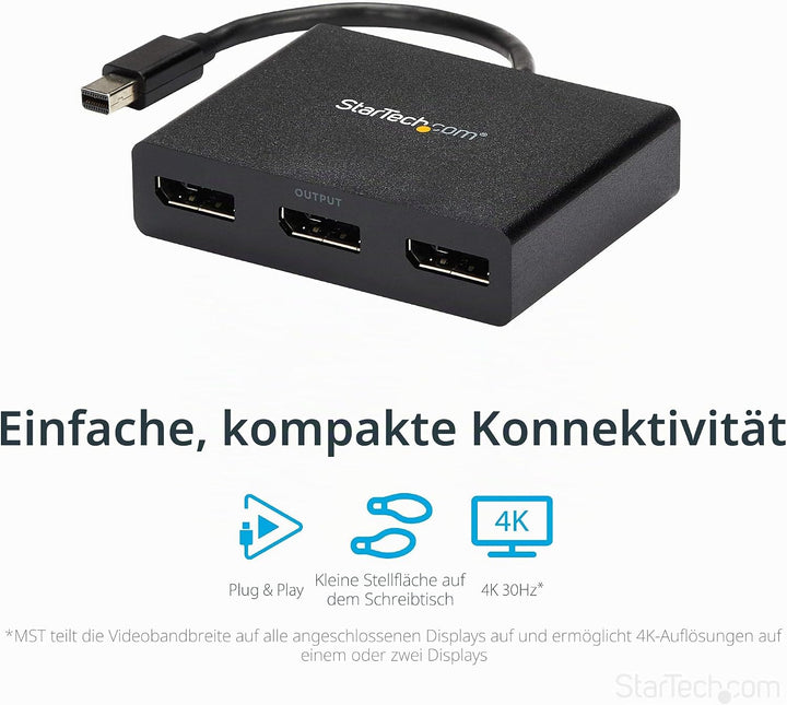 StarTech.com Mini DisplayPort 1.2 auf DisplayPort MST Hub - Triple Head mDP/ DP Multi Stream Transpo