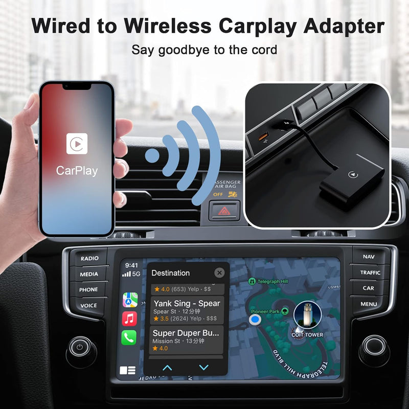 Wireless CarPlay Adapter für iPhone carplay Adapter, carplay Wireless Konvertiert Kabelgebundenes Ca