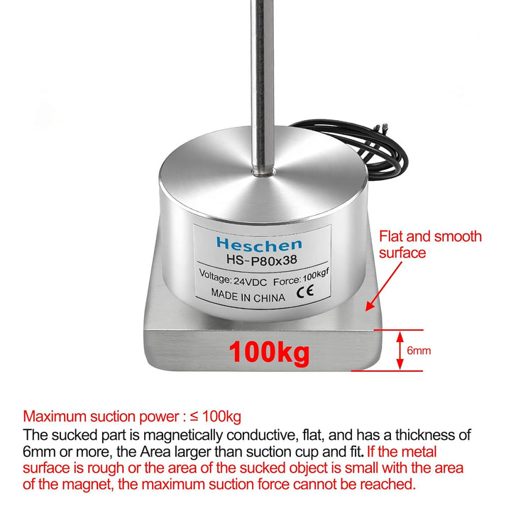 Heschen Elektromagnet-Magnet P80/38, Aussendurchmesser: 80 mm, DC 24 V, 100 kg