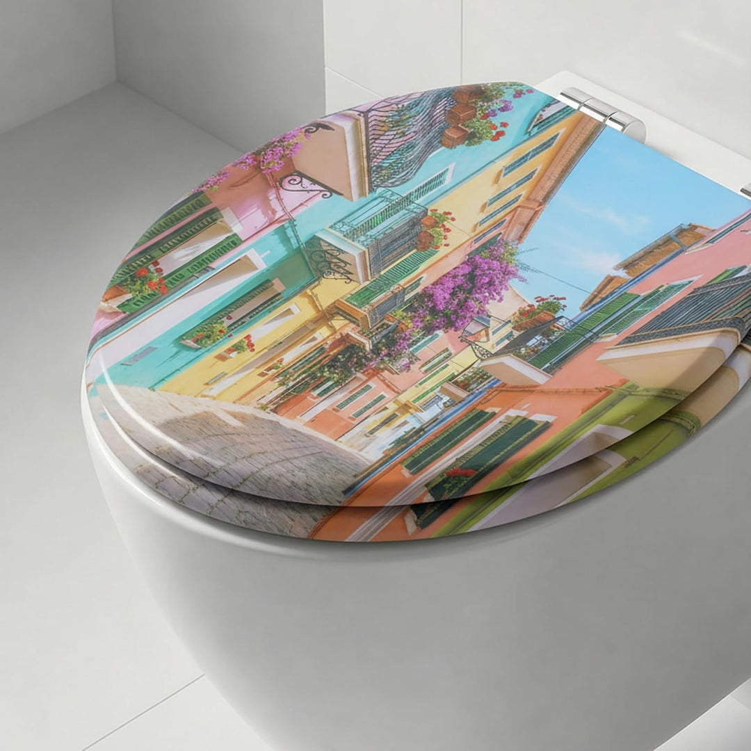 SINOBATH Premium WC Sitz mit Absenkautomatik – hochwertige Toilettendeckel aus Holz, viele bunte Mot
