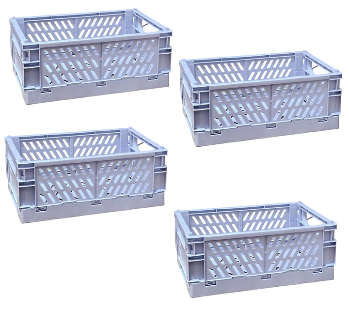 4 Stück Klappbox Blau 25×16×10cm,Klappkiste Körbe Aufbewahrung Zusammenklappbarer Tragbar Aufbewahru