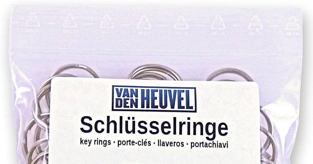 van den Heuvel | 30 Stahl Schlüsselringe 70mm Durchmesser | grosser Schlüsselanhängerring vernickelt