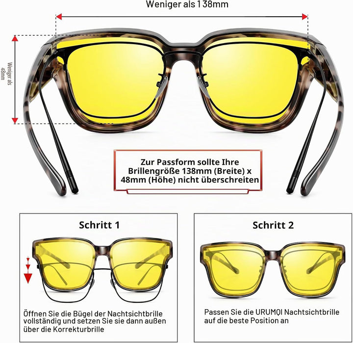 URUMQI Nachtsichtbrille für Autofahrer, Nachtfahrbrille Nachtbrille zum Autofahren Damen Herren, Aut