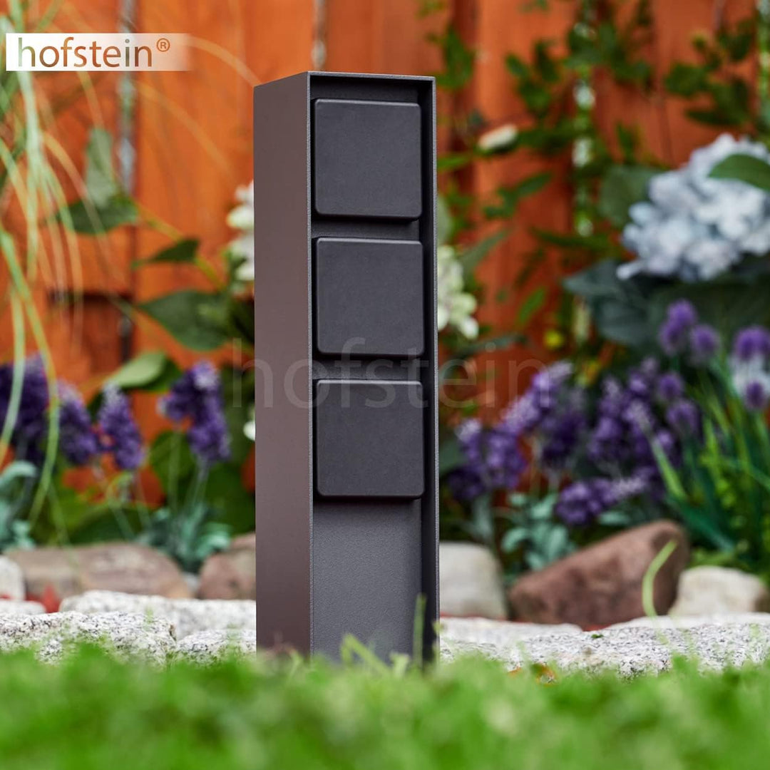 Steckdosensäule Reigolil, Steckdose mit Leuchte aus Metall/Kunststoff in Anthrazit/Schwarz, Steckdos