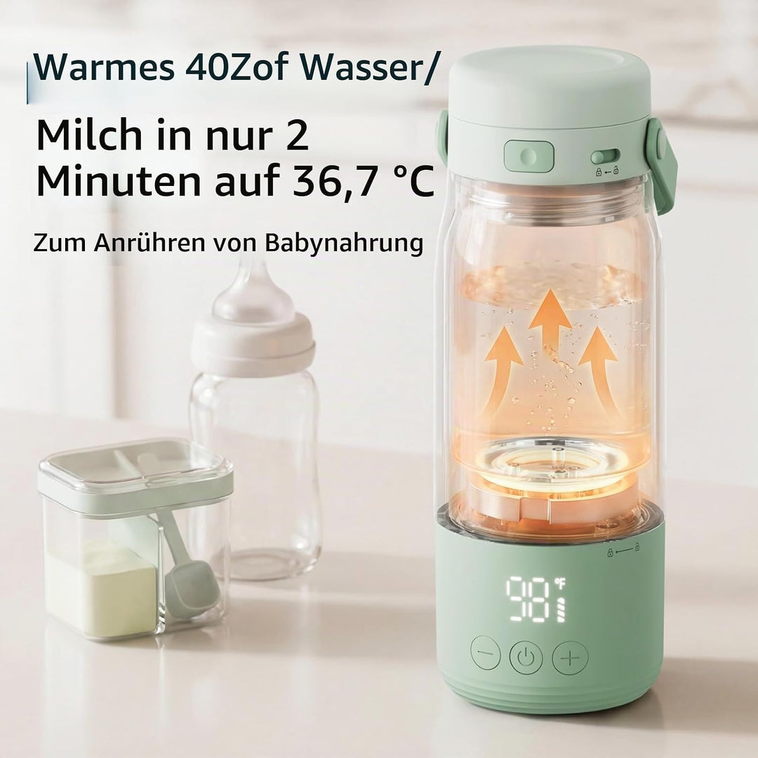 Tragbarer Flaschenwärmer Baby,Mobiler Wasserwärmer 500Ml Tragbarer Milchwärmer Präzise Temperaturreg