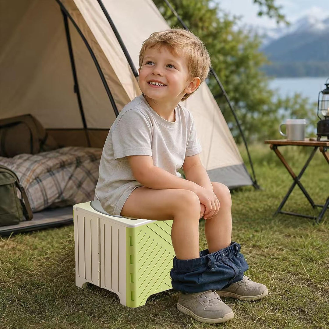 Faltbares Töpfchen für unterwegs, Reisetöpfchen &amp; mobile Reisetoilette Kinder mit PU-Sitz, stabilem