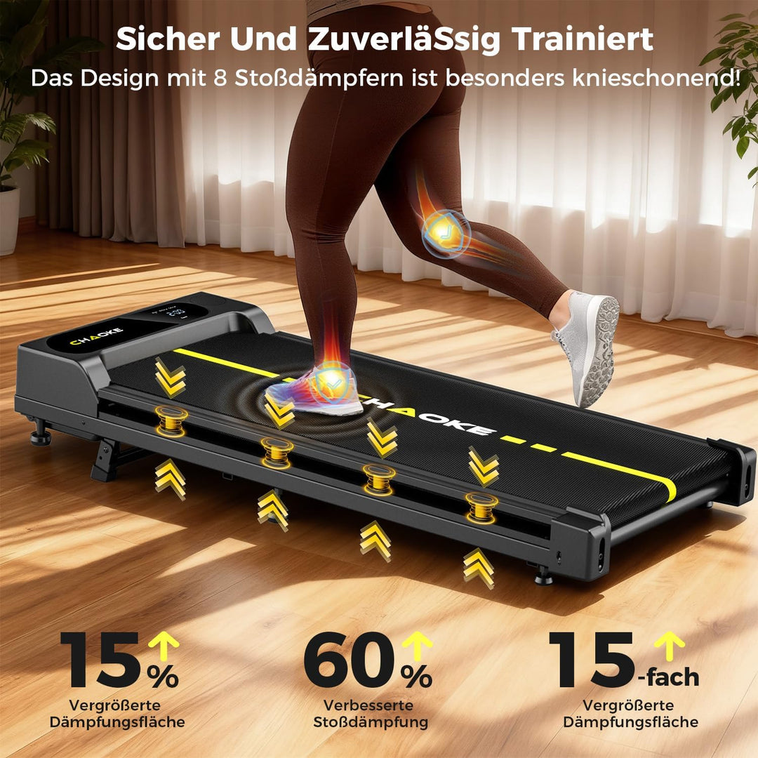 CHAOKE Walking Pad mit Steigung 9%, 1-10 km/h Laufband für Zuhause mit APP, 2.75HP Walking Pad Cardi