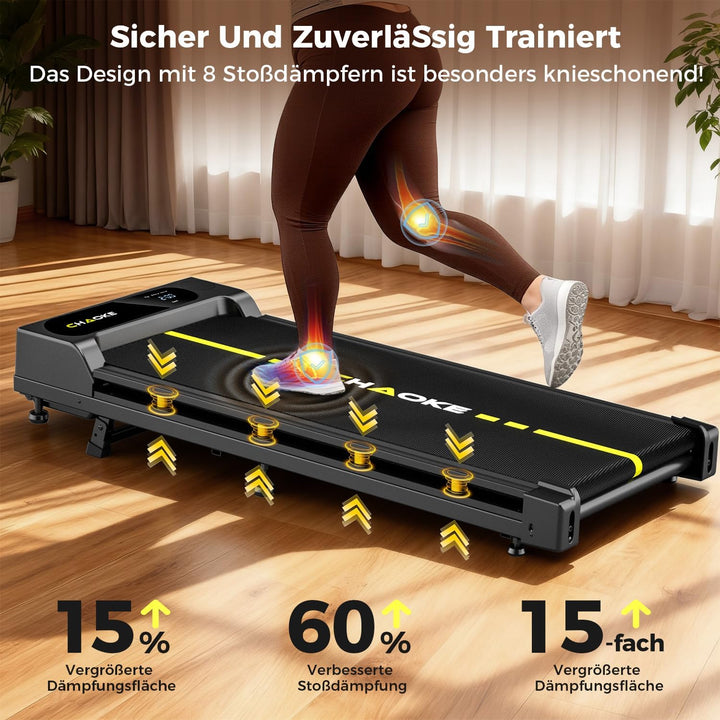 CHAOKE Walking Pad mit Steigung 9%, 1-10 km/h Laufband für Zuhause mit APP, 2.75HP Walking Pad Cardi