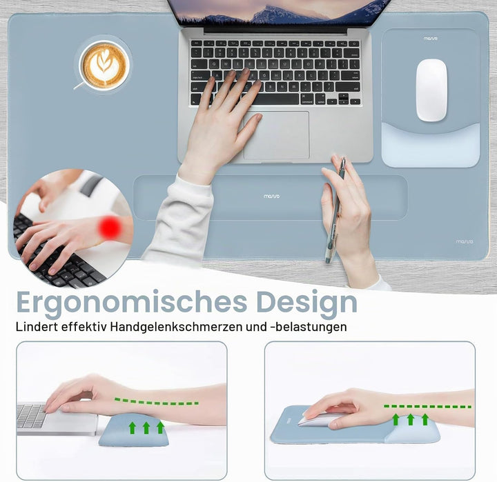 MOSISO Tastatur Mauspad Set, Grosses Schreibtischunterlage Desk Mat &amp; Rechteckige Handballenauflage