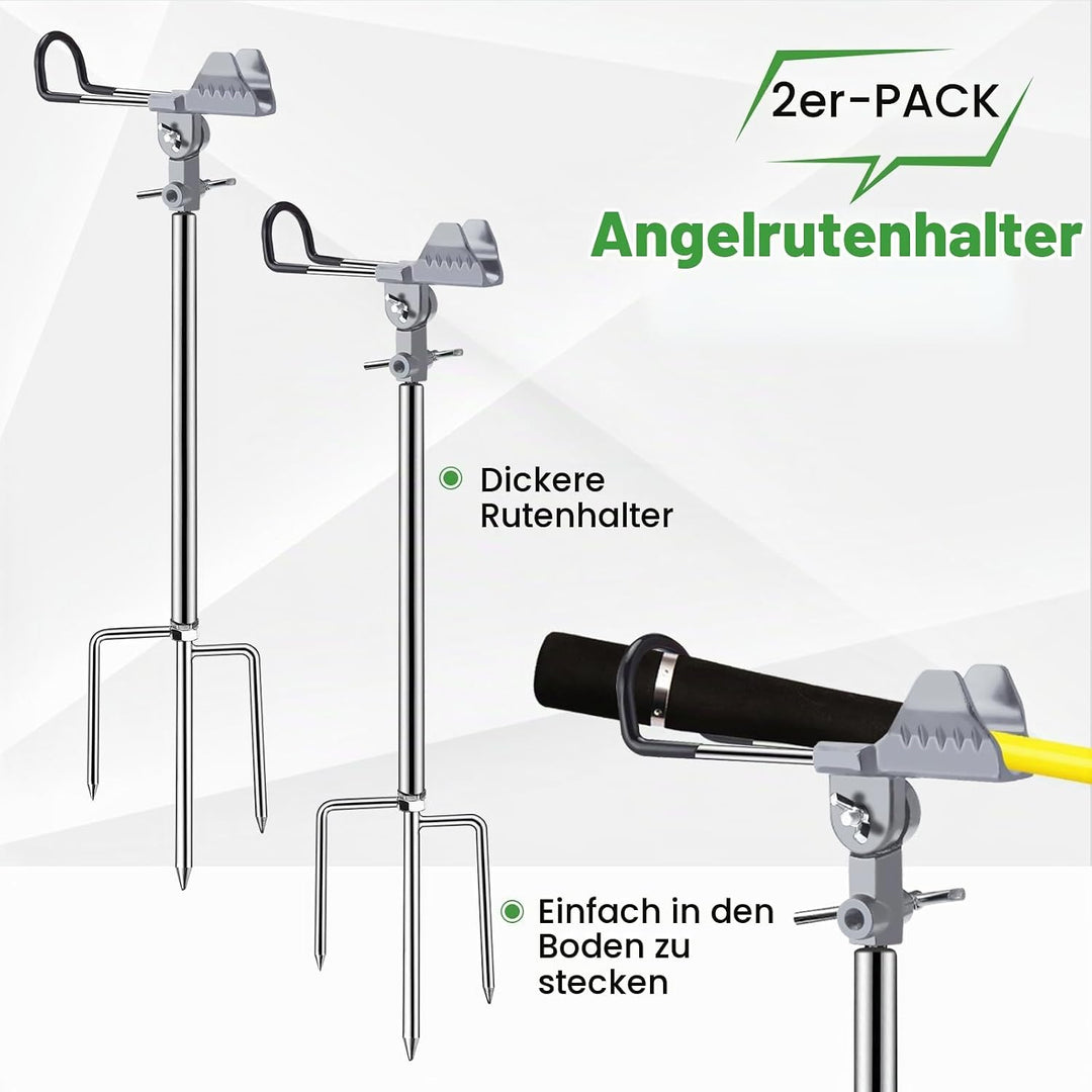 AVCMOTO Rutenhalter, 2 Stück Universal Edelstahl Angelrutenhalter, Angelzubehör 360° Verstellbar Rut