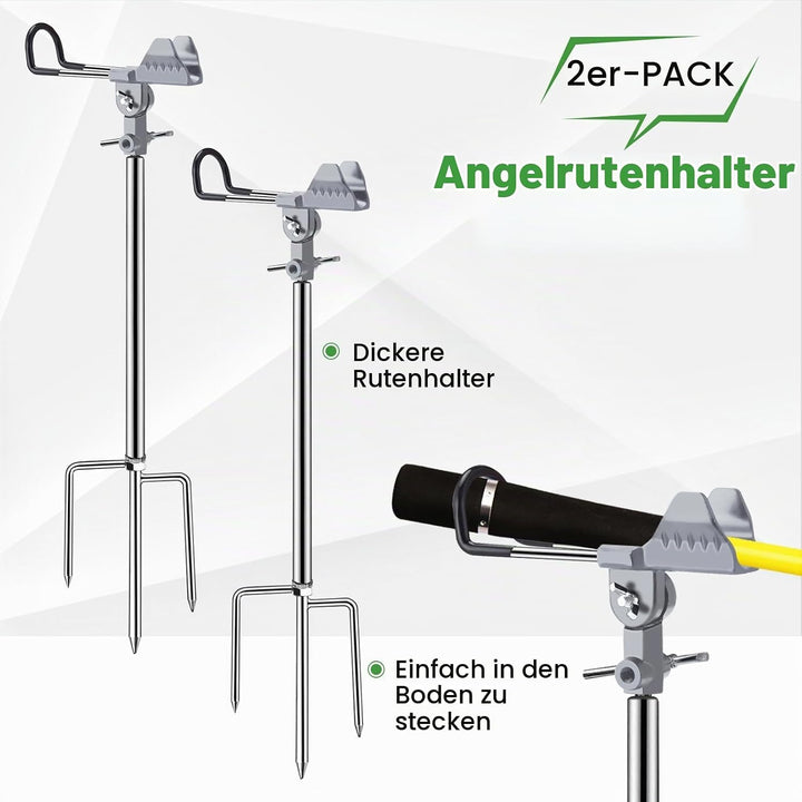 AVCMOTO Rutenhalter, 2 Stück Universal Edelstahl Angelrutenhalter, Angelzubehör 360° Verstellbar Rut