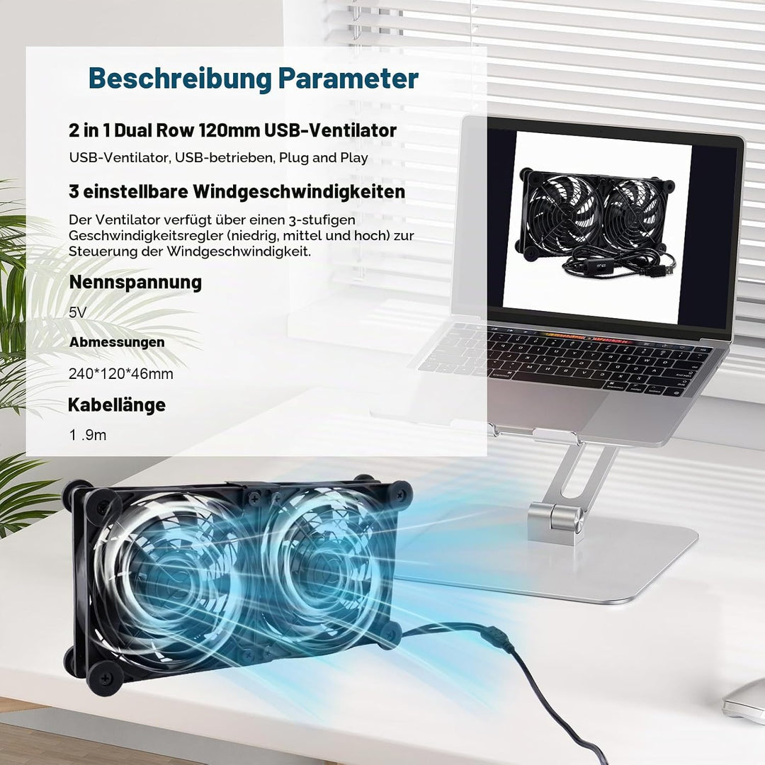 NewHail 2 in 1 Leiser Dual Router Lüfter kühler 120 mm mit 3 Grad Geschwindigkeitsregler (L/M/H), DC