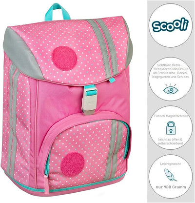 Familando Mädchen Schulranzen 1. Klasse Schul-Rucksack Set sehr leicht 8-tlg. | 3-fach Höhenverstell