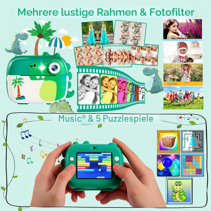 Sofortbildkamera Kinder, Kinderkamera Spielzeug mit HD Video für Kinder im Alter von 3-12, Weihnacht