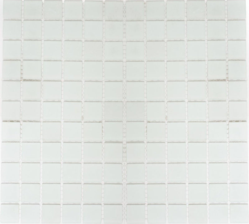 Mosaik Quadrat Crystal uni weiss matt (gefrostet) Glasmosaik Transluzent Transparent 3D Fliesenspieg