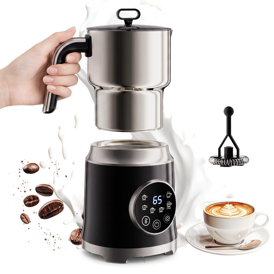 Elektrischer Milchaufschäumer, 6-in-1-Milchaufschäumer, 1200 ml, Handmilchaufschäumer mit grossem Fa
