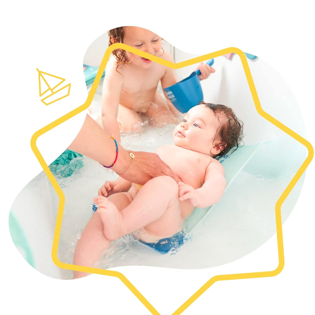 Badabulle Badeliege Meerestiere für Babys von 0-6 Monaten, mit bequemem Netzgewebe, Marineblau und H