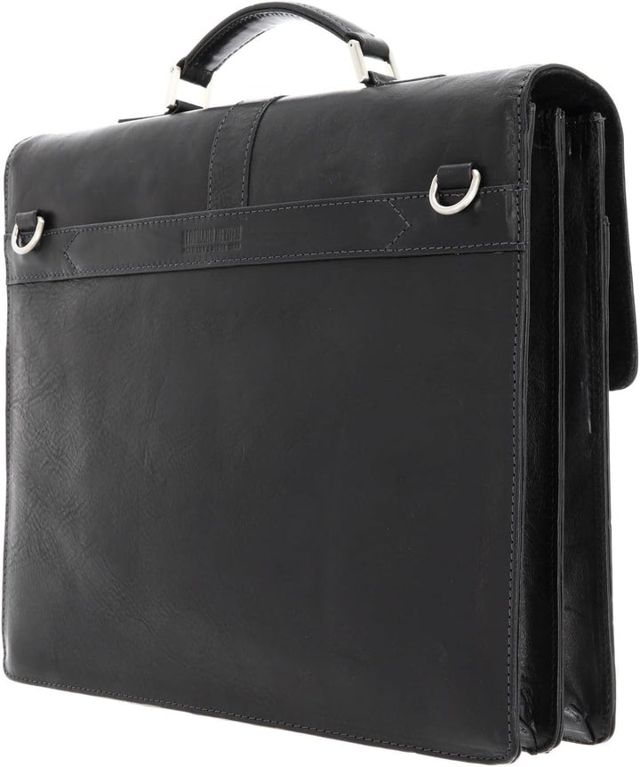 Leonhard Heyden Bergamo Aktentasche Leder 40 cm Laptopfach Schwarz, Schwarz