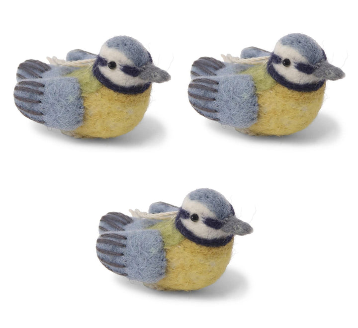 Én Gry &amp; Sif kleine Vögel - Anhänger aus Filz - Frühlings-Deko (3 Stück) (Blaumeisen), Blaumeisen