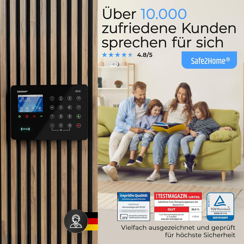 Safe2Home® Funk Alarmanlagen Set SP310 Profi - Sabotageschutz Rolling Code - wechselnde Frequenz – T