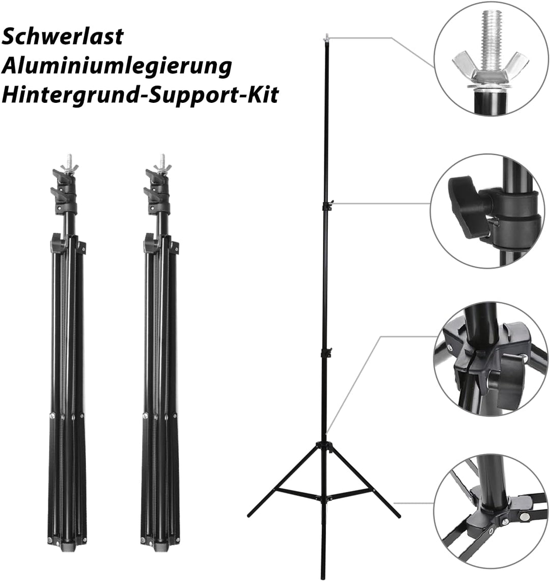 Youyijia 2 x 3m Hintergrund Fotografie Stützsystem Verstellbarer Fotostudio Hintergrundständer Photo