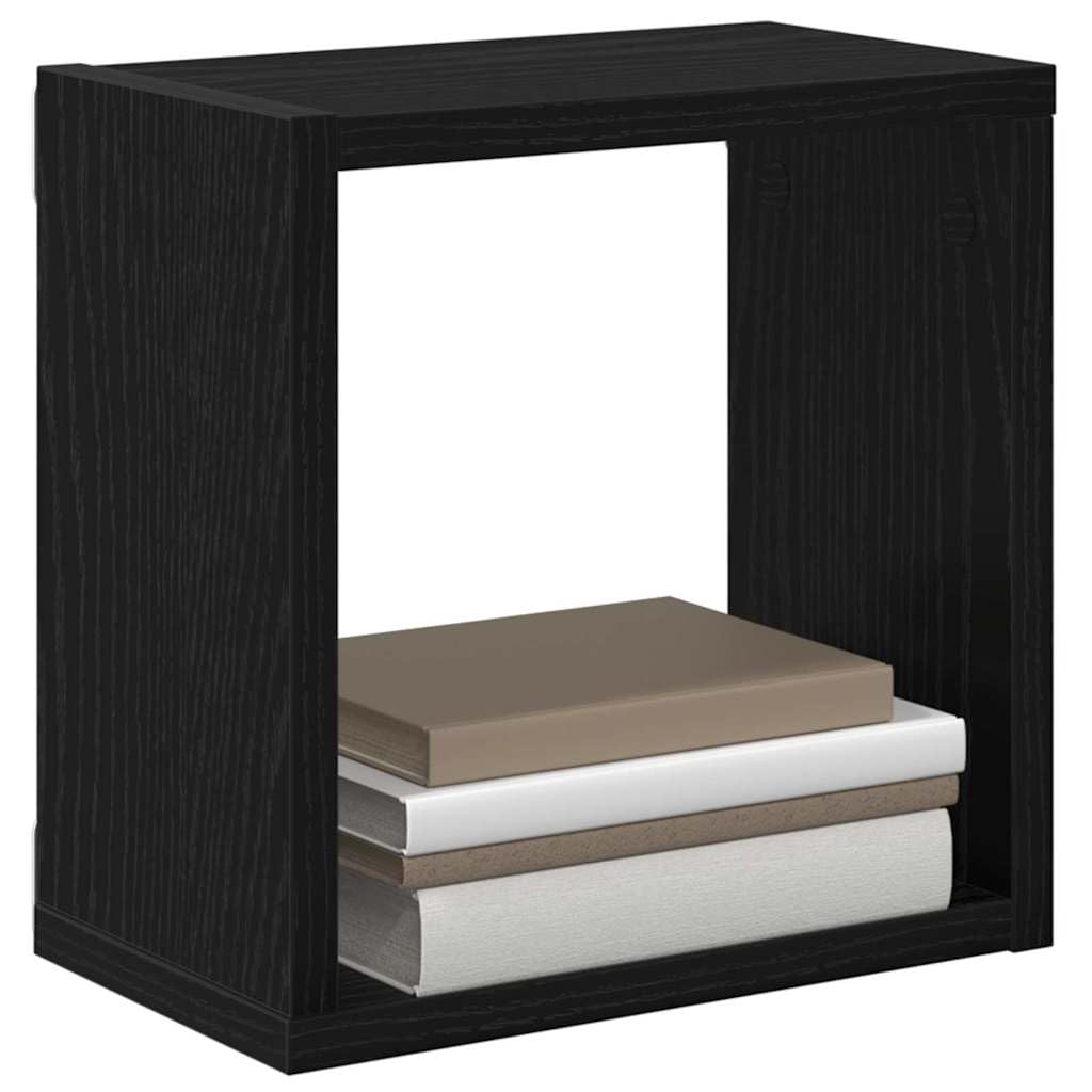vidaXL Wandregale mit Regal 2 pcs Schwarz Eichen-Optik Holzwerkstoff, Wohnzimmer, rechteckiges Wandr