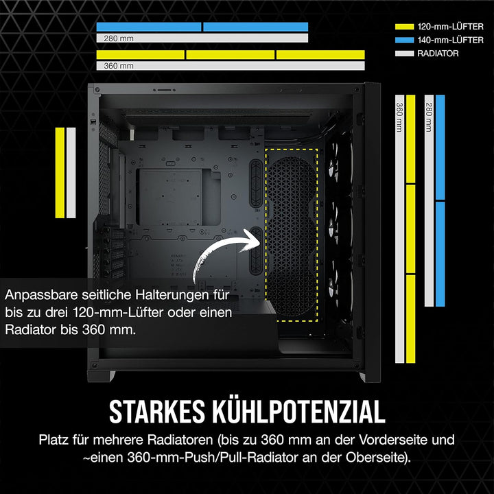 Corsair iCUE 5000X RGB Mid-Tower-ATX-PC-Smart-Gehäuse mit Gehärtetem Glas (Vier Paneele aus Gehärtet