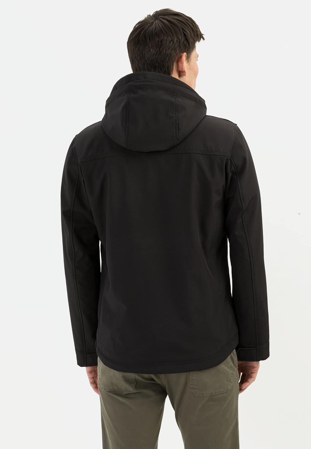 camel active Herren Wind- und Wasserabweisende Softshell-Jacke mit Abnehmbarer Kapuze 25 Schwarz, 25