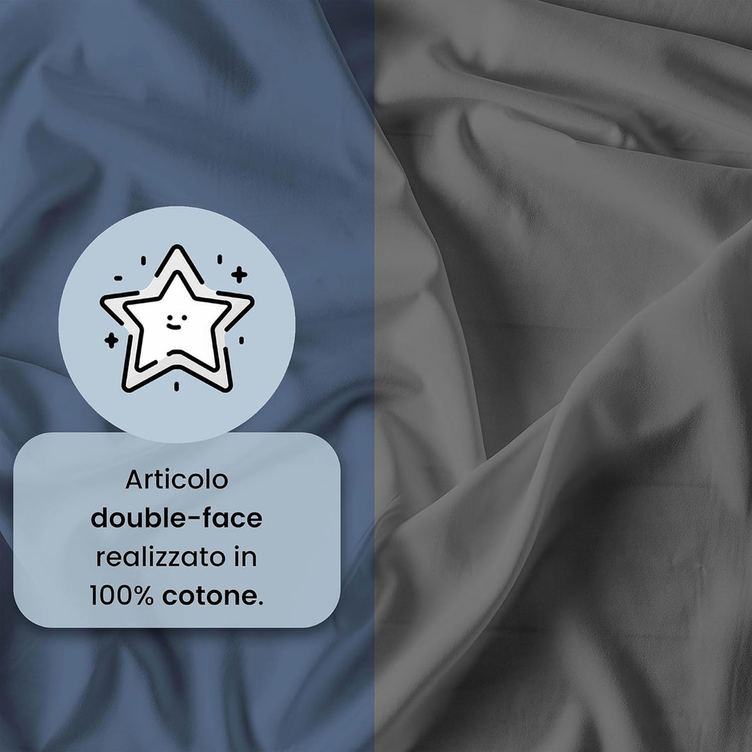 Italian Bed Linen Bettwäscheset für Doppelbetten, 250 x 200 cm 250 x 200 cm Avorio/Grigio, Avorio/Gr