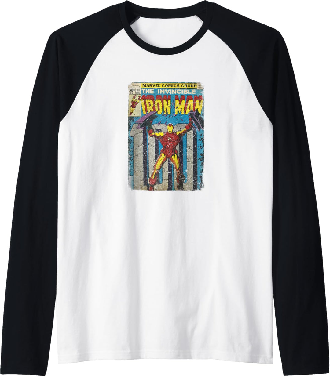 Iron Man Classic Retro Comic Vintage Cover Graphic Raglan