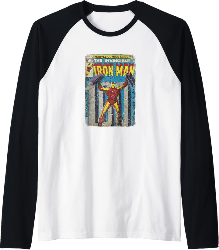 Iron Man Classic Retro Comic Vintage Cover Graphic Raglan