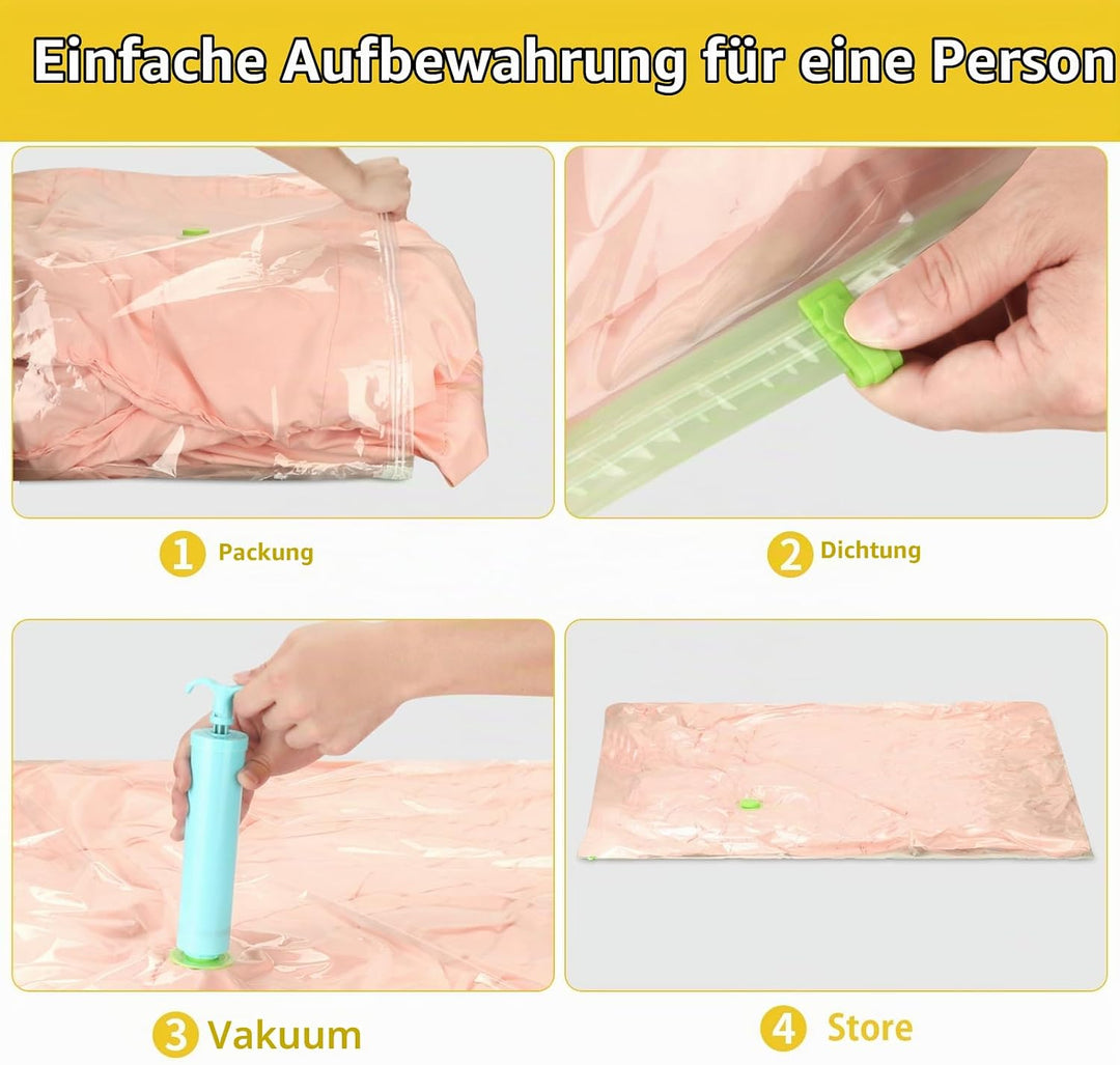 Vakuumbeutel Set (2x 130 x 100 cm) - Jumbo Staubsauger Vakuumierbeutel für Kleidung,Bettdecken,Tröst