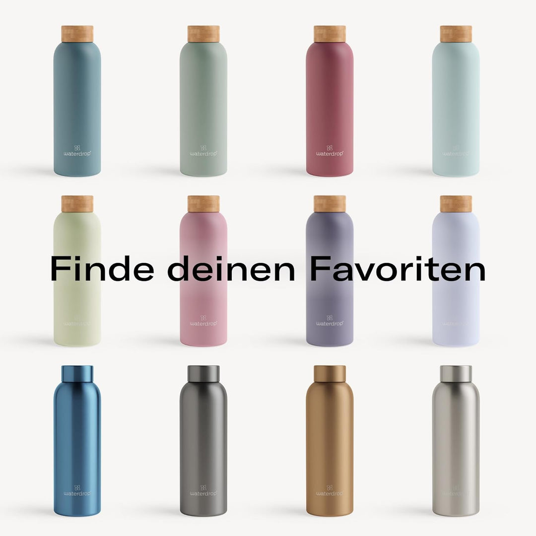 waterdrop® Edelstahl Trinkflasche 600ml - auslaufsichere Trinkflasche Kohlensäure geeignet - doppelw