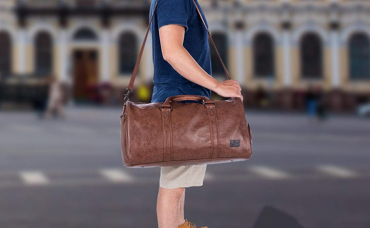 Tragbarer Kleidersack, Herrenkleidersack für Geschäftsreisen, grosse Lederreisetasche mit Schuhfach