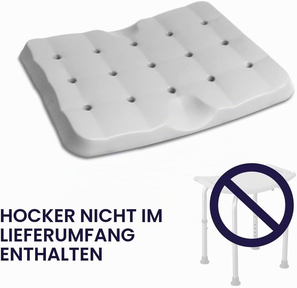 KMINA - Sitzkissen Dusche (35x27x3 cm, Hocker Nicht Enthalten), Duschhocker Kissen, 100% Wasserdicht
