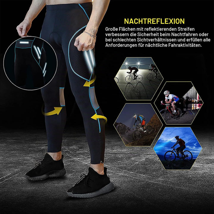 MEETWEE Herren Radlerhose Lange Fahrradhose, Kompression Radhose Leggings Radsport Hose für Männer E