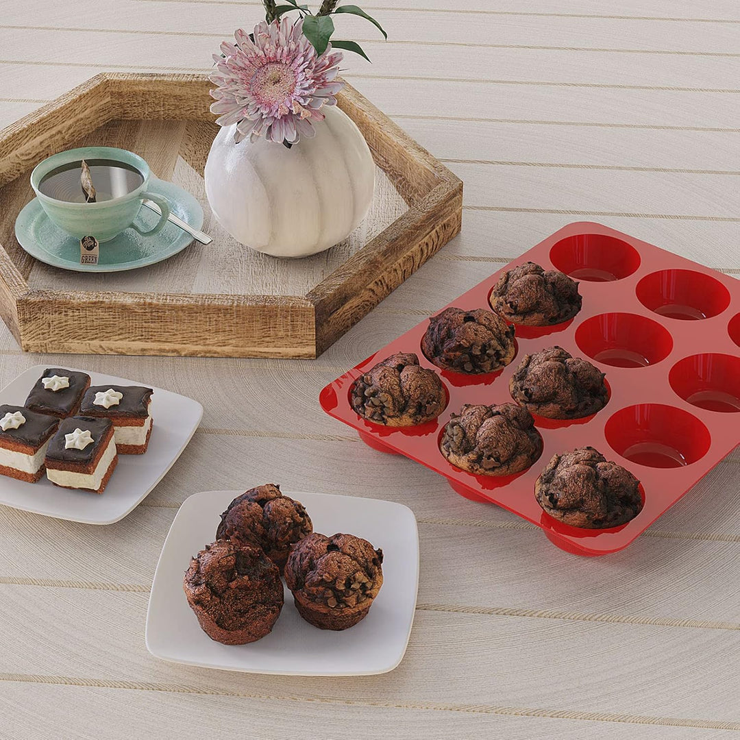 SILIVO Muffinform Silikon für 12 Muffins - 2 Stück Silikon Muffinförmchen, Cupcake Formen, Muffin Ba