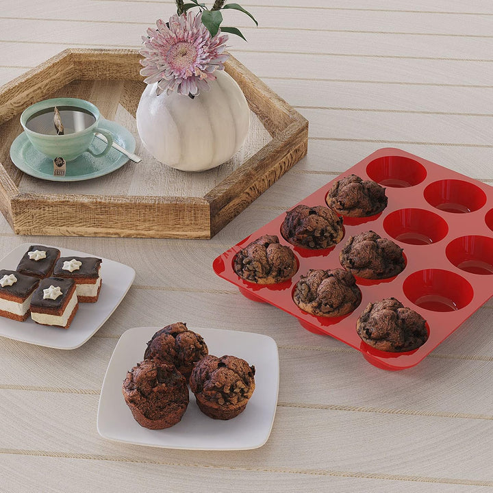 SILIVO Muffinform Silikon für 12 Muffins - 2 Stück Silikon Muffinförmchen, Cupcake Formen, Muffin Ba