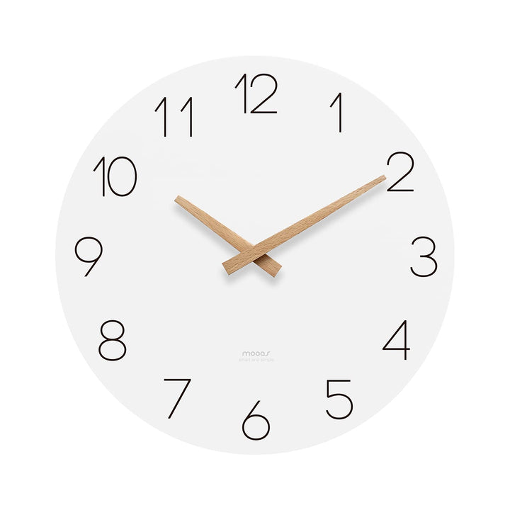 mooas Flatwood Wanduhr, 30,5 cm, Holz, nicht tickend, Sweep-Bewegung, dekorative batteriebetriebene