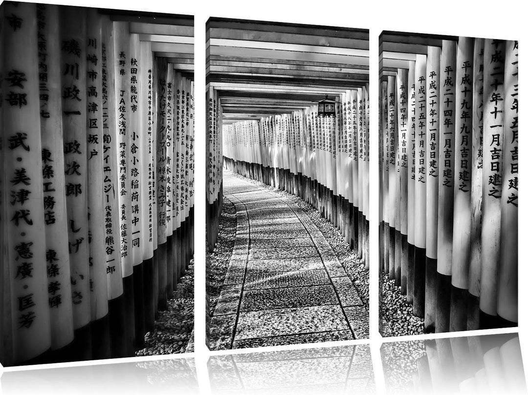 Pixxprint Japanischer Tempel als Leinwandbild/Grösse: 3 Teilig (120x80) cm/Wandbild/Kunstdruck/ferti