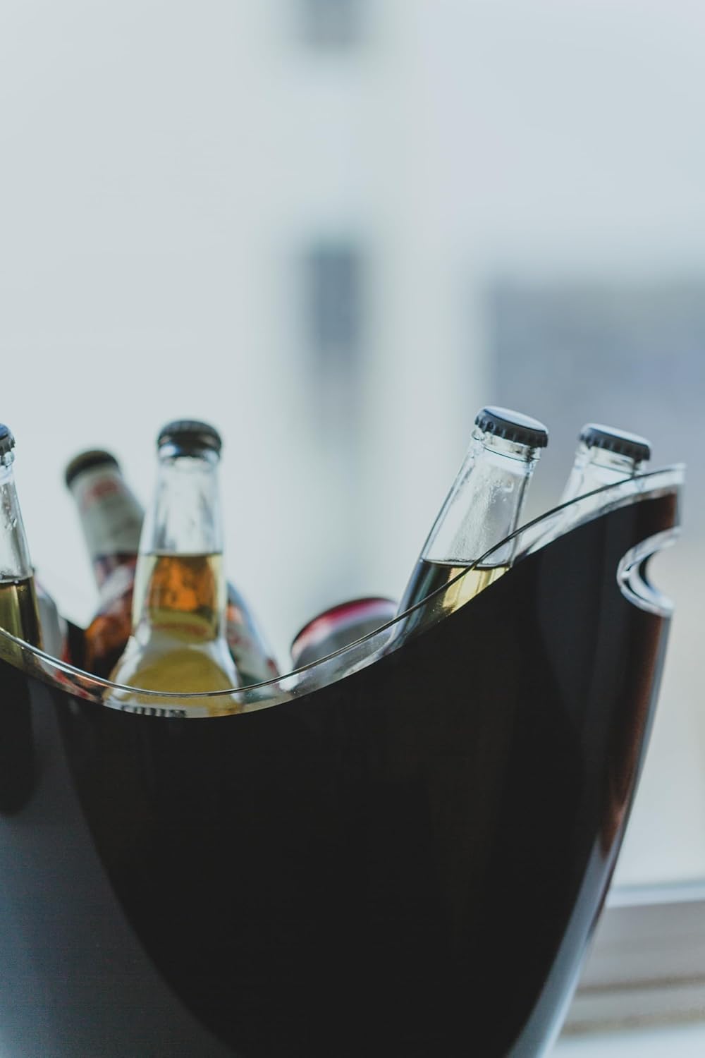 BarCraft Getränkekühler Bierkübel für Partys, Grillabende und Mehr, Acryl, Schwarz, 22 Liter