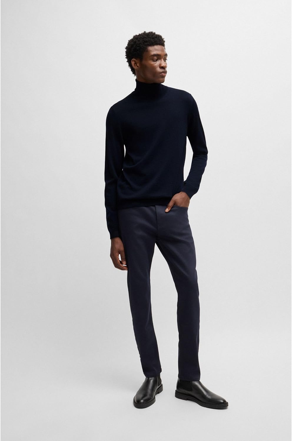 BOSS Herren Musso-P Slim-Fit Rollkragenpullover aus extrafeiner Merinowolle S Dunkelblau404, S Dunke