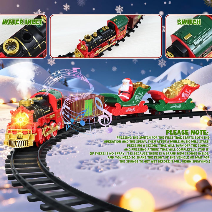 Ulikey Weihnachtsbaum Zug, Weihnachts Eisenbahn Spielset, Weihnachtszug um den Baum, Zug für Weihnac