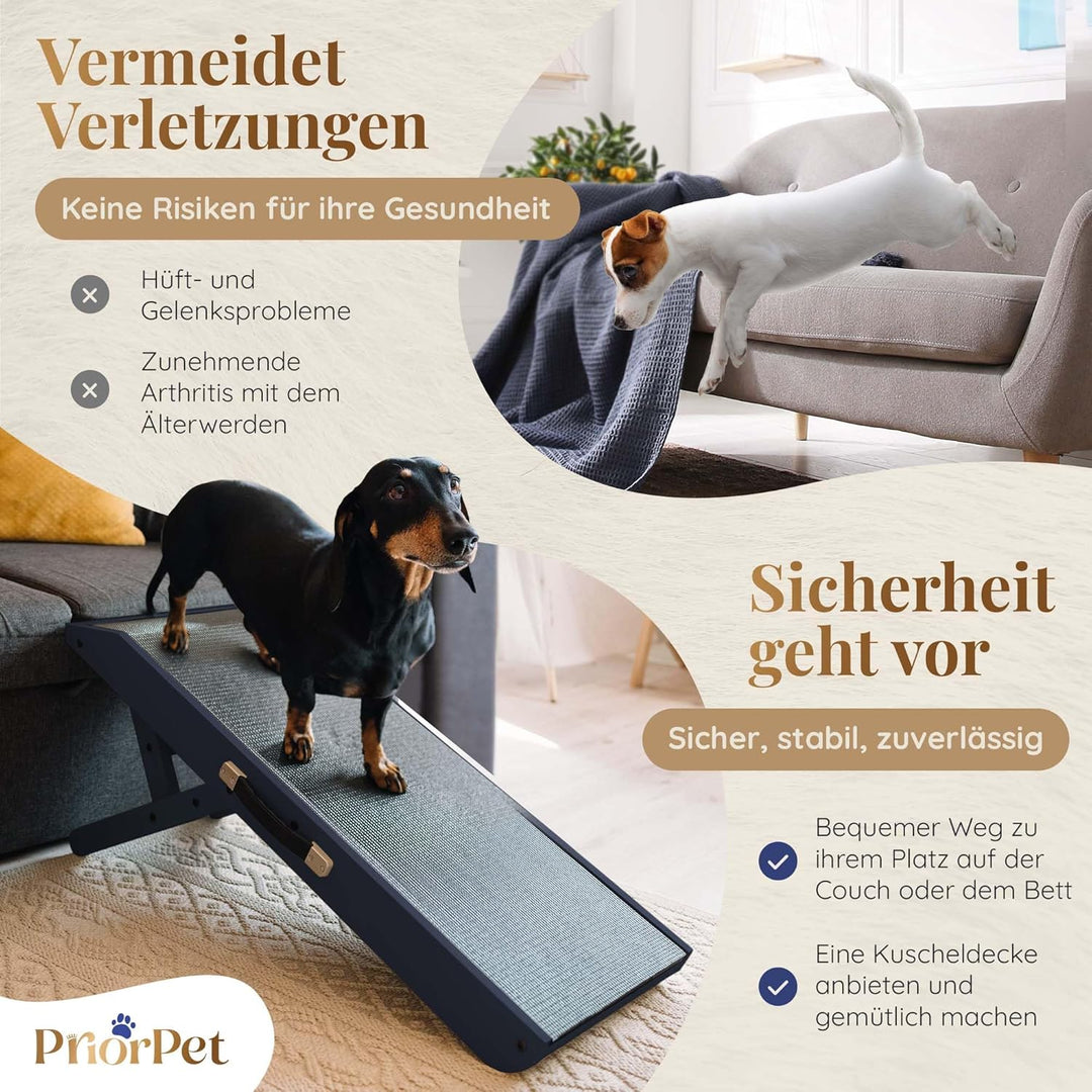 Hunderampe - Hundetreppe für kleine Hunde und grosse Hunde - Für Bett und Sofa - Birkenholz - 5 Edle