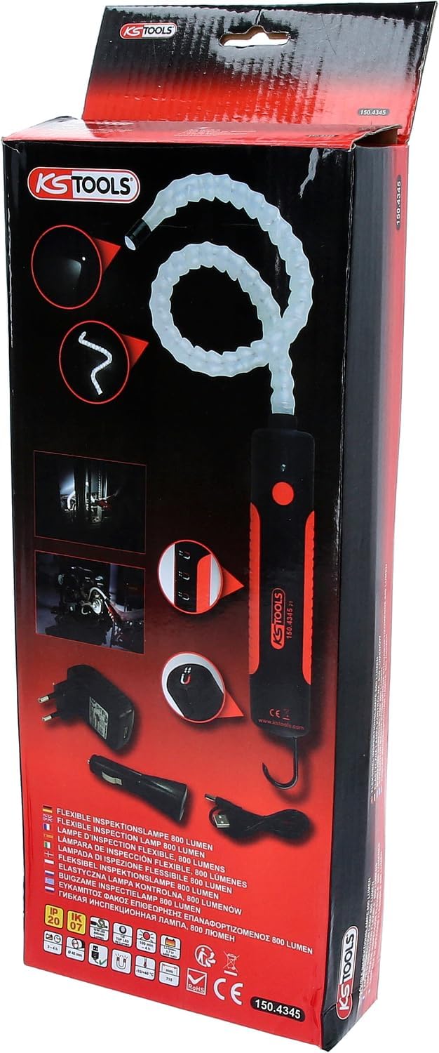 KS Tools 150.4345 Flexible Inspektionslampe, 6 Watt LED + 1 LED Kopflicht