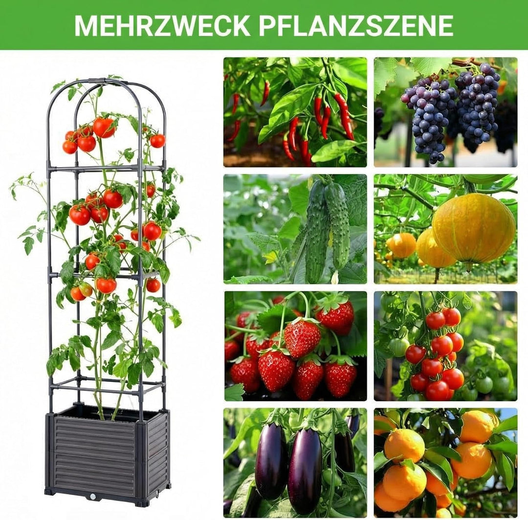 150cm Tomatentopf mit Rankgitter 2Stk, Selbstbewässerung Tomatenkübel mit Wasserspeicher, Gross Toma