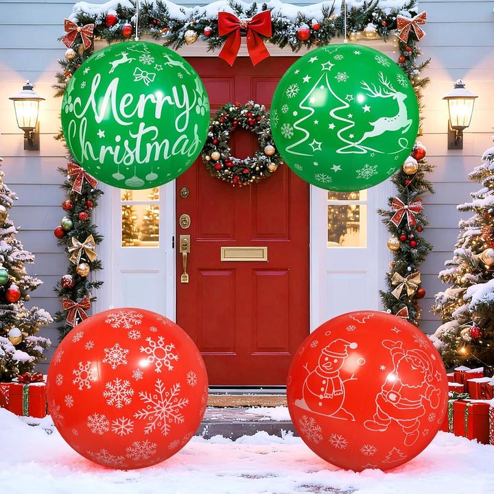 4 Stück 60 cm Weihnachts aufblasbare Bälle Aufblasbare Weihnachtskugel Ornamente im Freien für Weihn